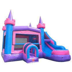 inflatable bounce house water slide modular pink1 1767367103 Pink Castle Single Lane Wet/Dry Combo